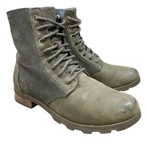 Sorel Emelie Short Lace Waterproof Boots NL3309326 Shoes Green Womens Size 6.5
